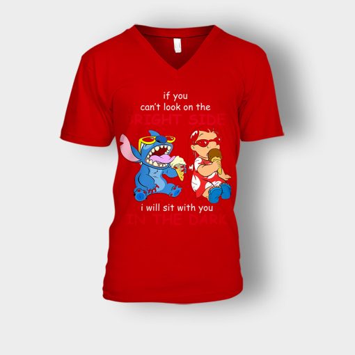 If-You-Cant-Look-In-A-Bright-Side-Disney-Lilo-And-Stitch-Unisex-V-Neck-T-Shirt-Red