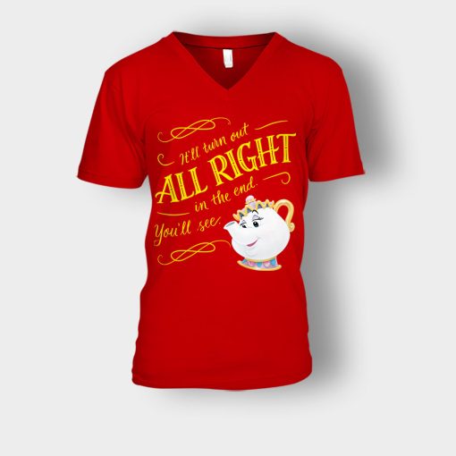 Ill-Turn-Out-All-Right-In-The-End-Disney-Beauty-And-The-Beast-Unisex-V-Neck-T-Shirt-Red