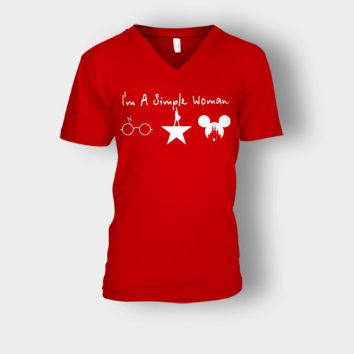 Im-A-Simple-Woman-Harry-Potter-Broadway-Hamilton-Disney-Mickey-Inspired-Unisex-V-Neck-T-Shirt-Red