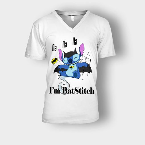Im-Batstitch-Disney-Lilo-And-Stitch-Unisex-V-Neck-T-Shirt-White