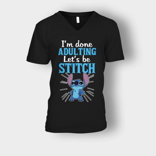 Im-Done-Adulting-Lets-Be-Disney-Lilo-And-Stitch-Unisex-V-Neck-T-Shirt-Black