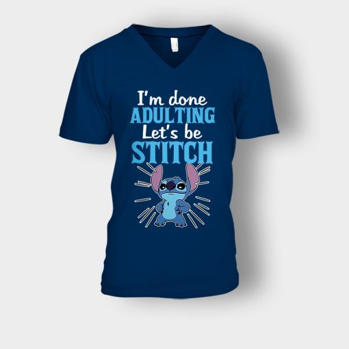 Im-Done-Adulting-Lets-Be-Disney-Lilo-And-Stitch-Unisex-V-Neck-T-Shirt-Navy