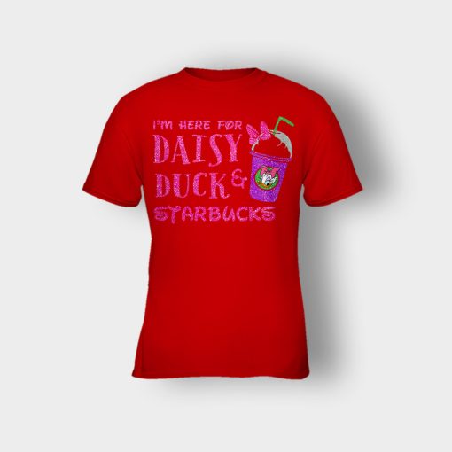 Im-Here-For-Daisy-Duck-And-Starbucks-Disney-Inspired-Kids-T-Shirt-Red