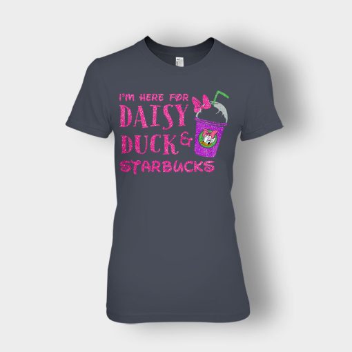Im-Here-For-Daisy-Duck-And-Starbucks-Disney-Inspired-Ladies-T-Shirt-Dark-Heather