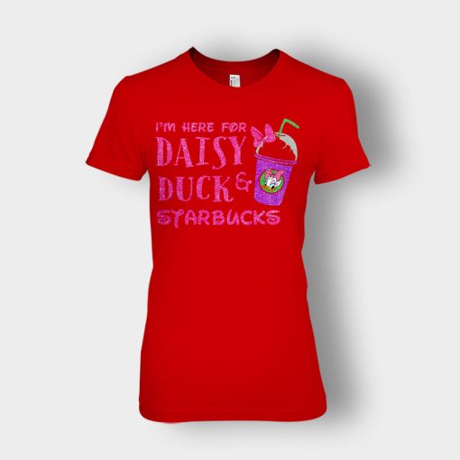 Im-Here-For-Daisy-Duck-And-Starbucks-Disney-Inspired-Ladies-T-Shirt-Red