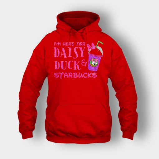 Im-Here-For-Daisy-Duck-And-Starbucks-Disney-Inspired-Unisex-Hoodie-Red