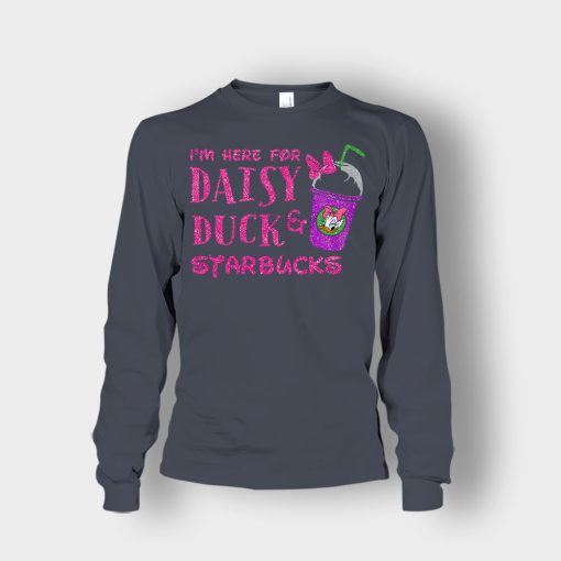 Im-Here-For-Daisy-Duck-And-Starbucks-Disney-Inspired-Unisex-Long-Sleeve-Dark-Heather