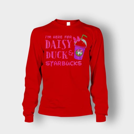 Im-Here-For-Daisy-Duck-And-Starbucks-Disney-Inspired-Unisex-Long-Sleeve-Red