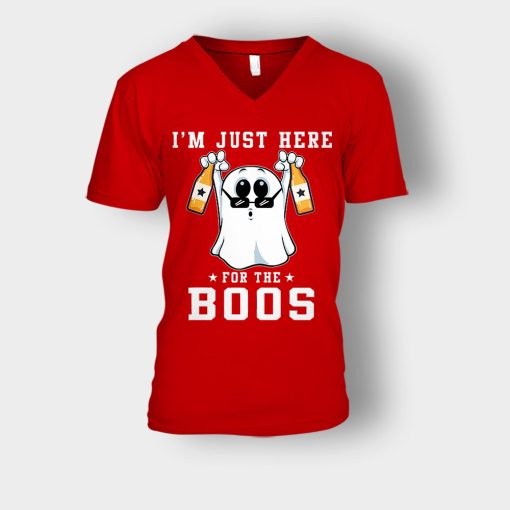 Im-Just-Here-For-The-Boos-Halloween-Unisex-V-Neck-T-Shirt-Red