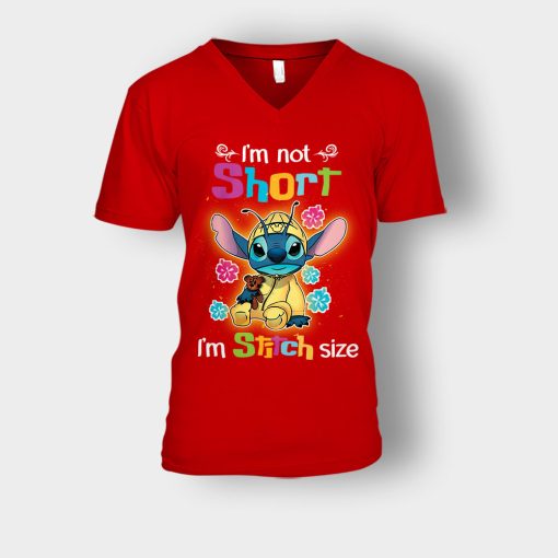 Im-Not-Short-Im-Stitch-Size-Disney-Lilo-And-Stitch-Unisex-V-Neck-T-Shirt-Red