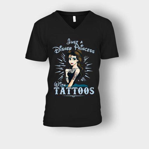 Im-Princess-With-Tattos-Disney-Beauty-And-The-Beast-Unisex-V-Neck-T-Shirt-Black