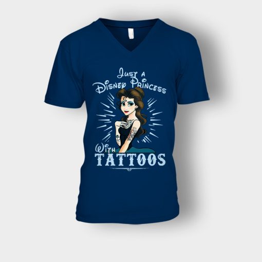 Im-Princess-With-Tattos-Disney-Beauty-And-The-Beast-Unisex-V-Neck-T-Shirt-Navy