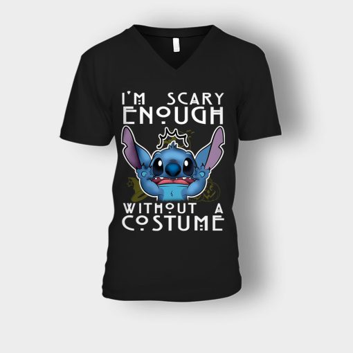 Im-Scary-Enough-Without-A-Custume-Halloween-Disney-Lilo-And-Stitch-Unisex-V-Neck-T-Shirt-Black