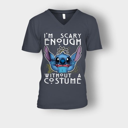 Im-Scary-Enough-Without-A-Custume-Halloween-Disney-Lilo-And-Stitch-Unisex-V-Neck-T-Shirt-Dark-Heather