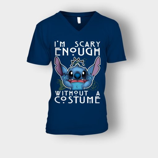 Im-Scary-Enough-Without-A-Custume-Halloween-Disney-Lilo-And-Stitch-Unisex-V-Neck-T-Shirt-Navy