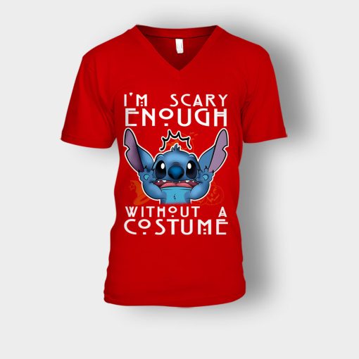 Im-Scary-Enough-Without-A-Custume-Halloween-Disney-Lilo-And-Stitch-Unisex-V-Neck-T-Shirt-Red