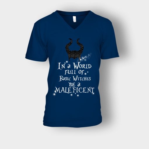 In-A-World-Full-Of-Witches-Be-A-Disney-Maleficient-Inspired-Unisex-V-Neck-T-Shirt-Navy
