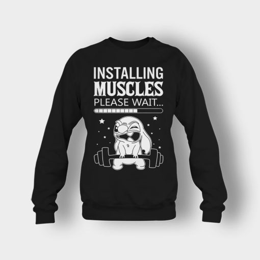 Installing-Muscles-Please-Wait-Disney-Lilo-And-Stitch-Crewneck-Sweatshirt-Black