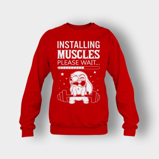 Installing-Muscles-Please-Wait-Disney-Lilo-And-Stitch-Crewneck-Sweatshirt-Red