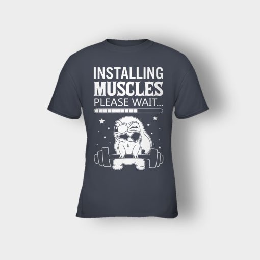 Installing-Muscles-Please-Wait-Disney-Lilo-And-Stitch-Kids-T-Shirt-Dark-Heather