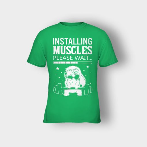 Installing-Muscles-Please-Wait-Disney-Lilo-And-Stitch-Kids-T-Shirt-Irish-Green