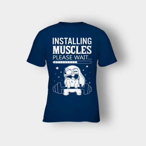 Installing-Muscles-Please-Wait-Disney-Lilo-And-Stitch-Kids-T-Shirt-Navy