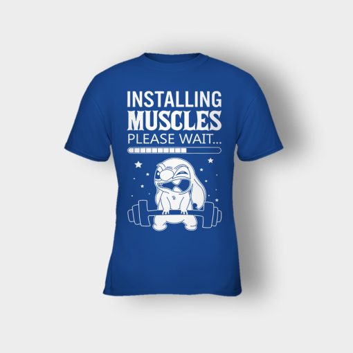 Installing-Muscles-Please-Wait-Disney-Lilo-And-Stitch-Kids-T-Shirt-Royal