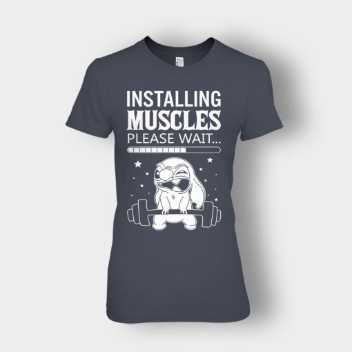 Installing-Muscles-Please-Wait-Disney-Lilo-And-Stitch-Ladies-T-Shirt-Dark-Heather