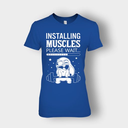 Installing-Muscles-Please-Wait-Disney-Lilo-And-Stitch-Ladies-T-Shirt-Royal