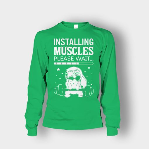 Installing-Muscles-Please-Wait-Disney-Lilo-And-Stitch-Unisex-Long-Sleeve-Irish-Green