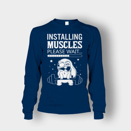 Installing-Muscles-Please-Wait-Disney-Lilo-And-Stitch-Unisex-Long-Sleeve-Navy
