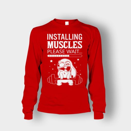Installing-Muscles-Please-Wait-Disney-Lilo-And-Stitch-Unisex-Long-Sleeve-Red