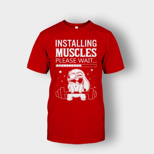 Installing-Muscles-Please-Wait-Disney-Lilo-And-Stitch-Unisex-T-Shirt-Red