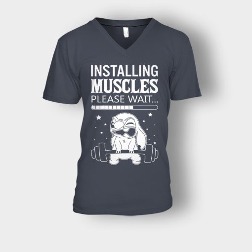 Installing-Muscles-Please-Wait-Disney-Lilo-And-Stitch-Unisex-V-Neck-T-Shirt-Dark-Heather