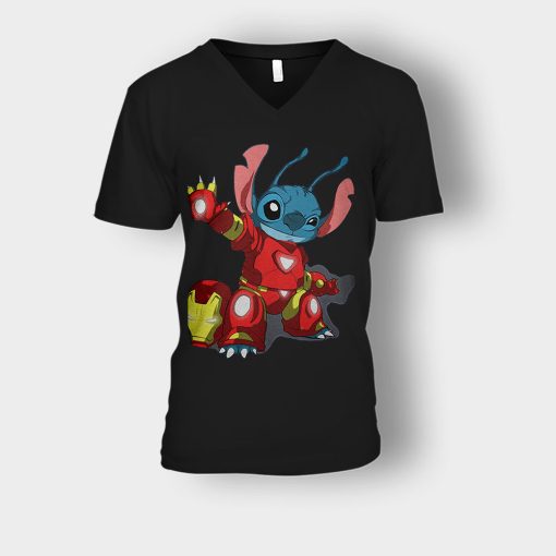 Iron-Stitch-Disney-Lilo-And-Stitch-Unisex-V-Neck-T-Shirt-Black