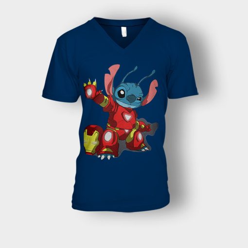 Iron-Stitch-Disney-Lilo-And-Stitch-Unisex-V-Neck-T-Shirt-Navy