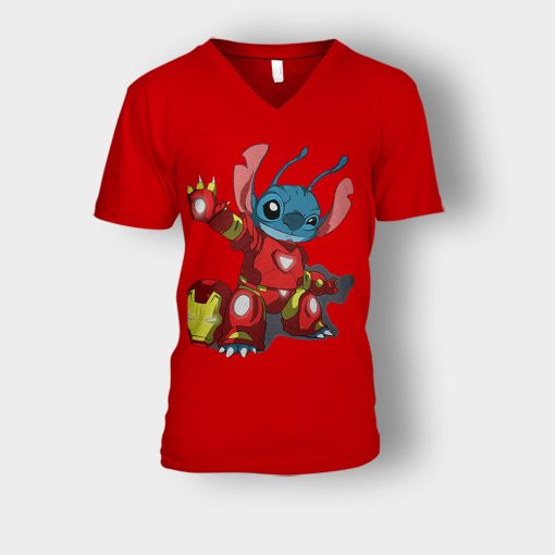 Iron-Stitch-Disney-Lilo-And-Stitch-Unisex-V-Neck-T-Shirt-Red