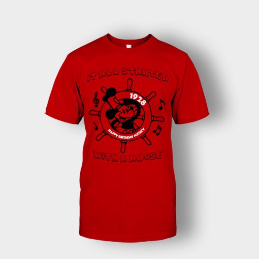 It-All-Started-With-A-Mouse-Steamboat-Willie-Disney-Mickey-Inspired-Unisex-T-Shirt-Red