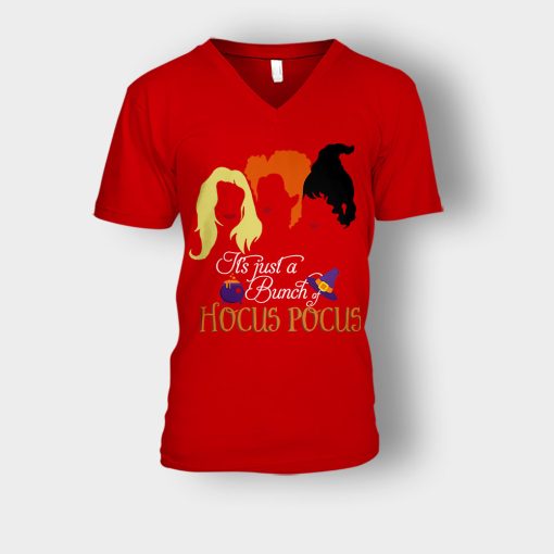 Its-Just-A-Bunch-Of-Hocus-Pocus-Disney-Unisex-V-Neck-T-Shirt-Red