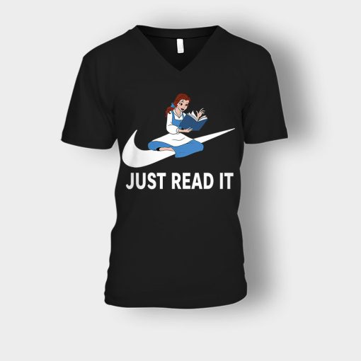 Just-Read-It-Disney-Beauty-And-The-Beast-Unisex-V-Neck-T-Shirt-Black