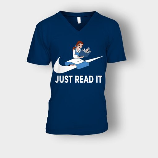 Just-Read-It-Disney-Beauty-And-The-Beast-Unisex-V-Neck-T-Shirt-Navy