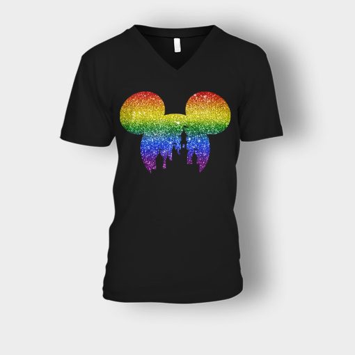 LGBT-Disneyland-Castle-Disney-Mickey-Inspired-Unisex-V-Neck-T-Shirt-Black