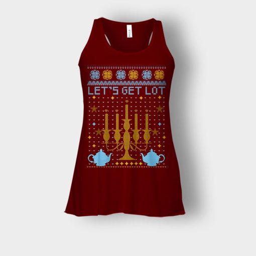 Lets-Get-Lot-Xmas-Disney-Beauty-And-The-Beast-Bella-Womens-Flowy-Tank-Maroon