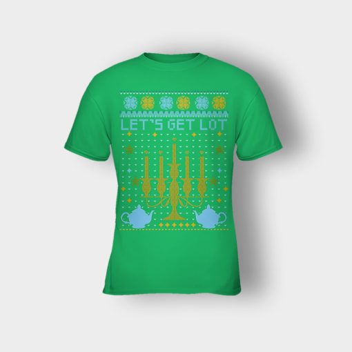 Lets-Get-Lot-Xmas-Disney-Beauty-And-The-Beast-Kids-T-Shirt-Irish-Green