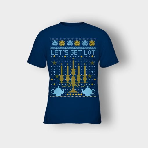 Lets-Get-Lot-Xmas-Disney-Beauty-And-The-Beast-Kids-T-Shirt-Navy