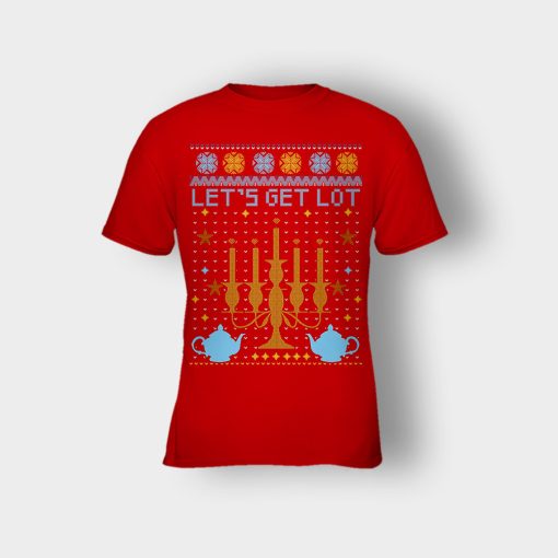 Lets-Get-Lot-Xmas-Disney-Beauty-And-The-Beast-Kids-T-Shirt-Red