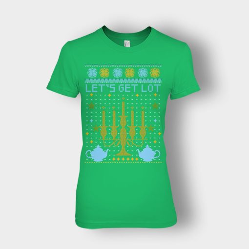 Lets-Get-Lot-Xmas-Disney-Beauty-And-The-Beast-Ladies-T-Shirt-Irish-Green