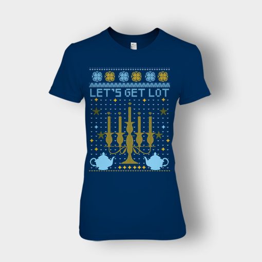 Lets-Get-Lot-Xmas-Disney-Beauty-And-The-Beast-Ladies-T-Shirt-Navy