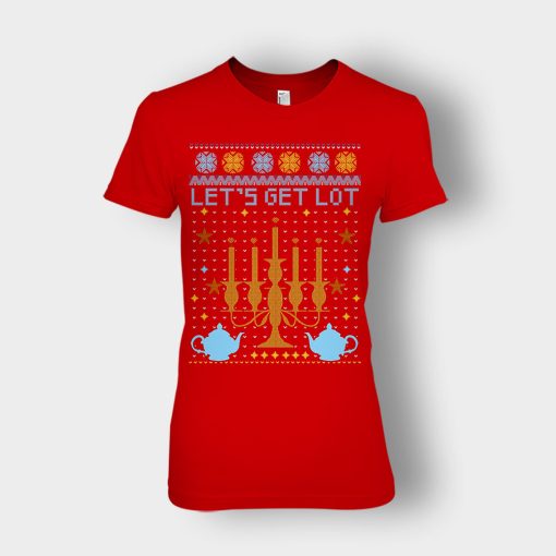 Lets-Get-Lot-Xmas-Disney-Beauty-And-The-Beast-Ladies-T-Shirt-Red