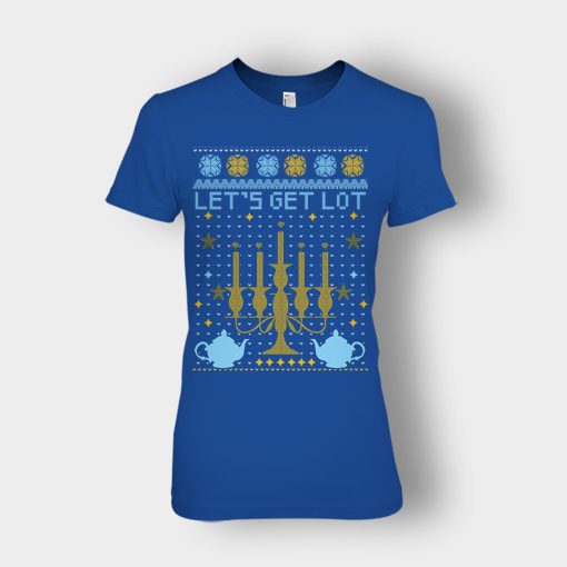 Lets-Get-Lot-Xmas-Disney-Beauty-And-The-Beast-Ladies-T-Shirt-Royal